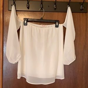 White Strapless Sleeved Top